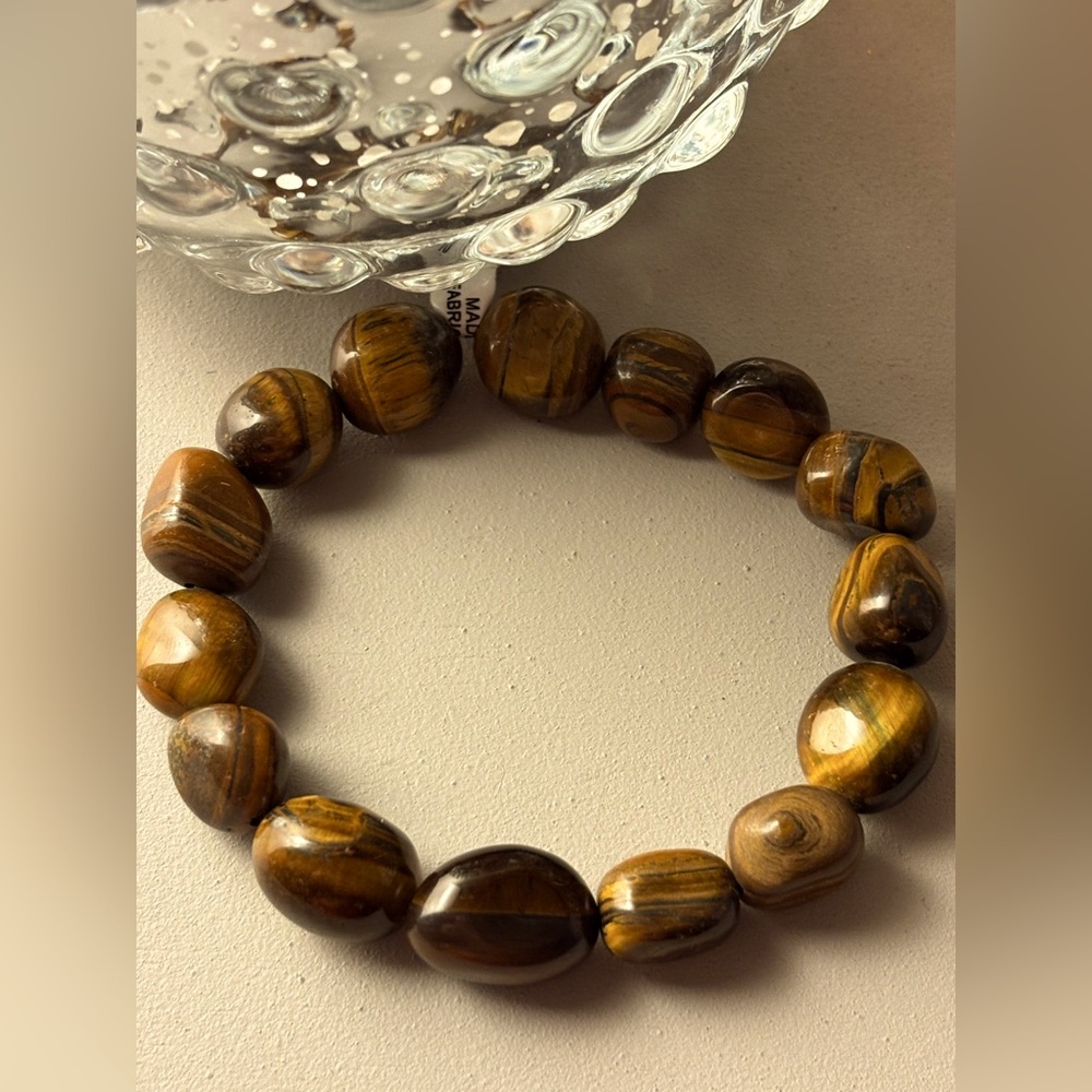Free People Ariana Ost Artisinal Stretch Tiger Eye Stone Bracelet NEW